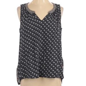 Anthropologie One September Boho Blue Sleeveless V Neck Top Shirt Blouse S